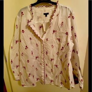 Talbots XL blouse with brown floral print. NWT.